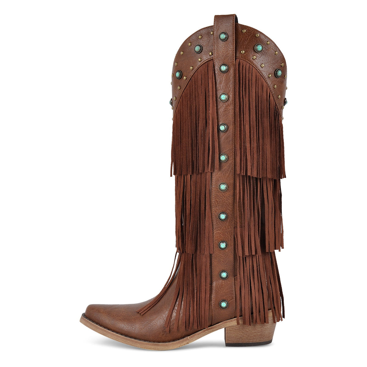 Fringe & Stud Knee High Western Boots - Onlymaker Best Seller