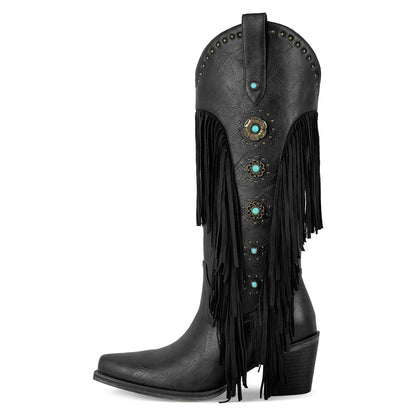 Fringe & Stud Western Boots - Onlymaker Classic