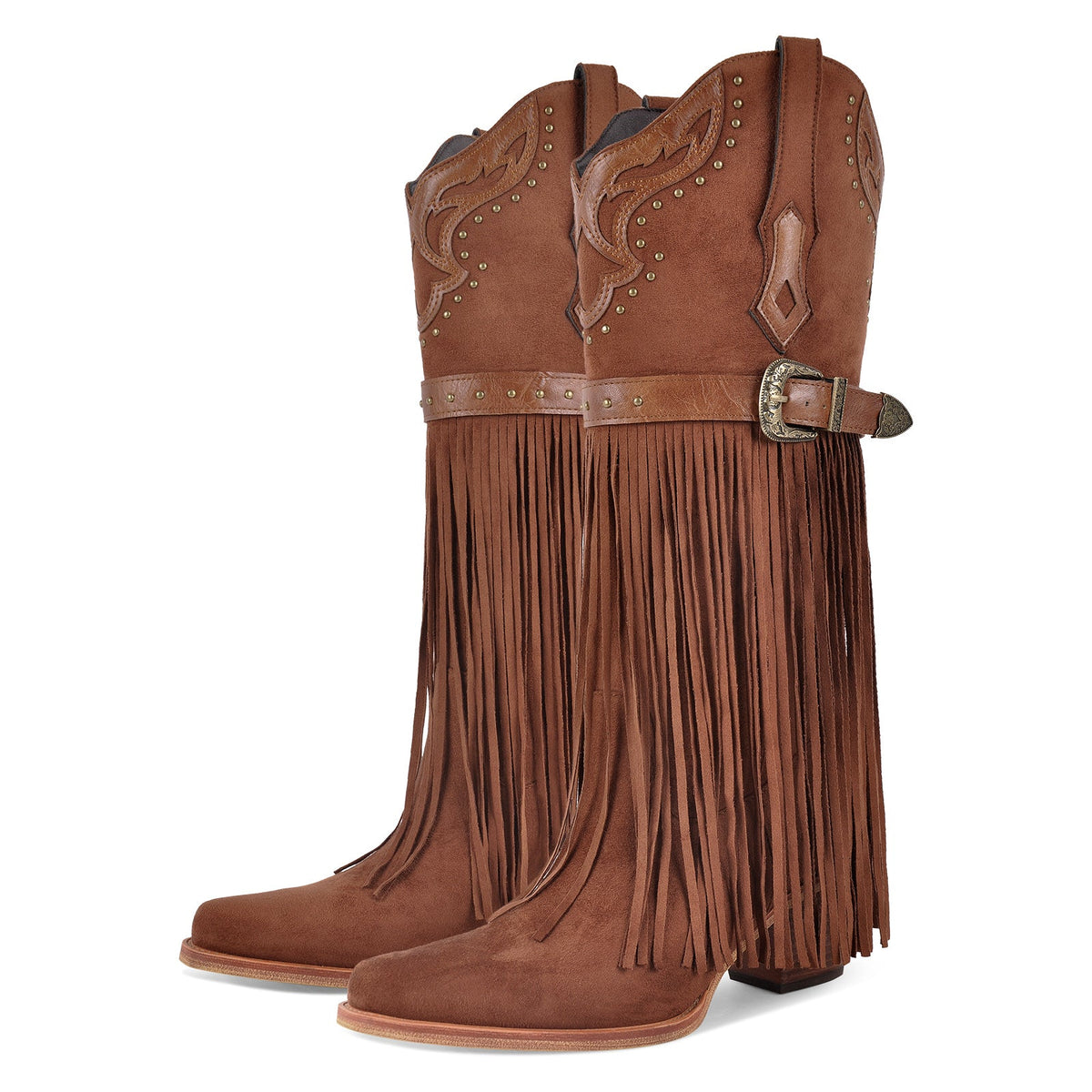 Fringe Embroidery Knee High Western Boots - Onlymaker Quality