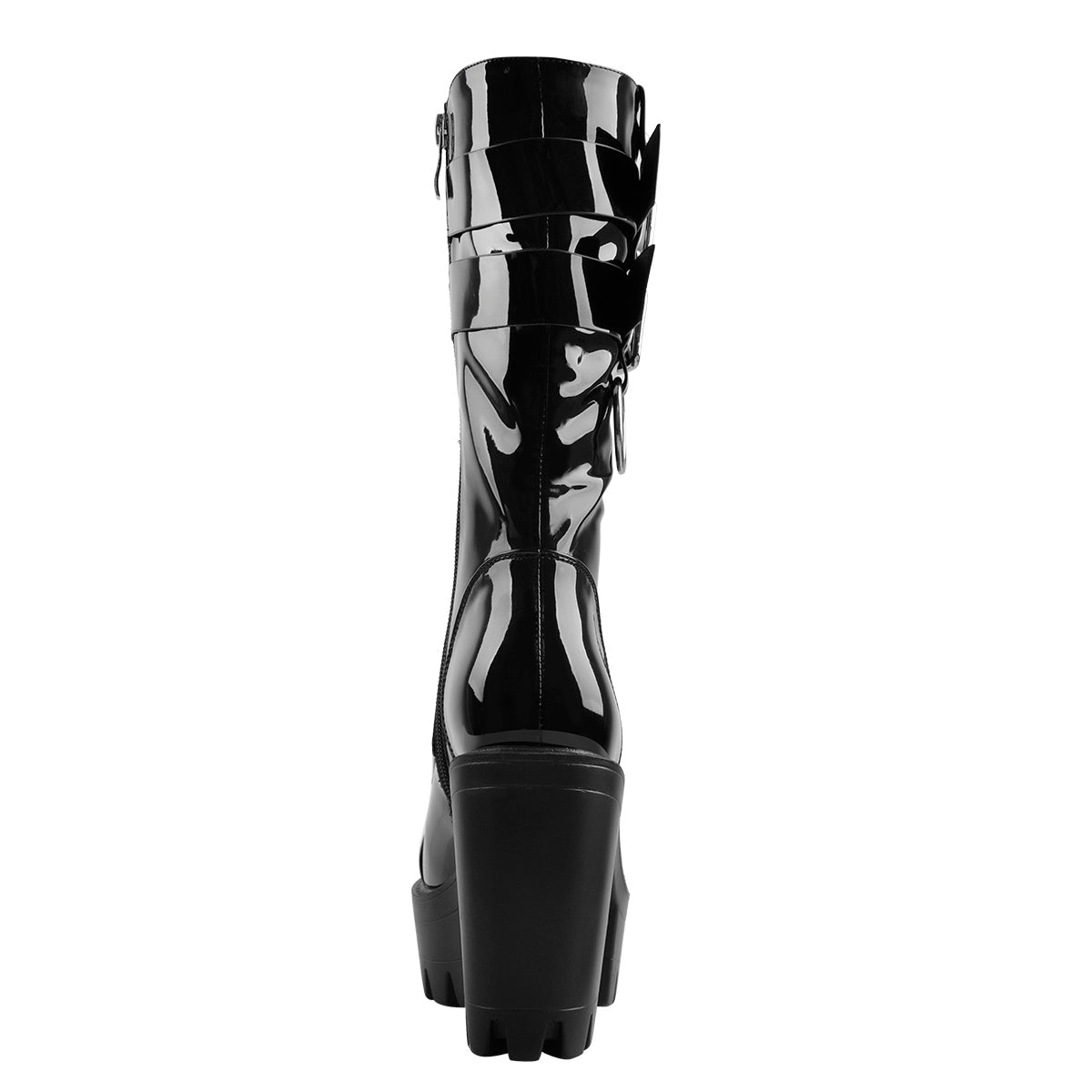 Black Platform Mid Calf Chunky High Heels Boots - Onlymaker Top Pick