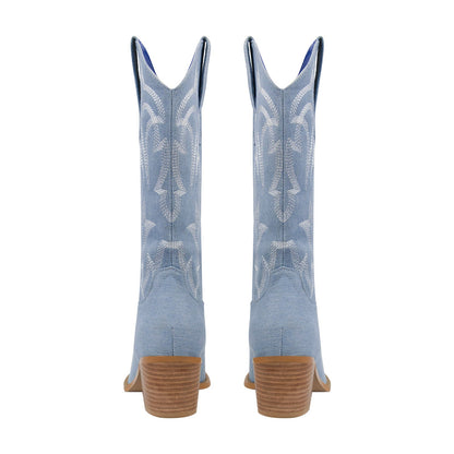 Embroidery Mid-Calf Cowboy Boots - Onlymaker Special Offer