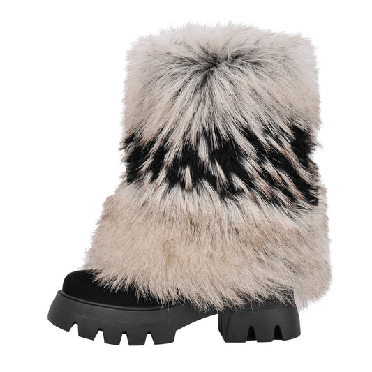 Fur Round Toe Platform Mid-Calf Boots - Onlymaker Latest