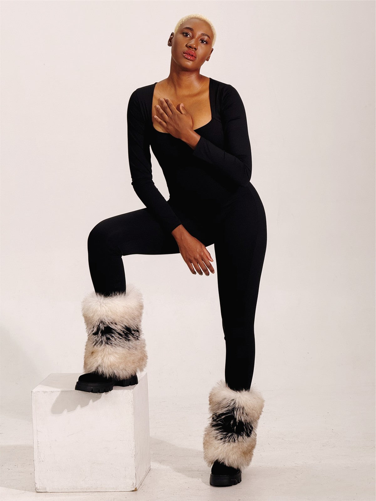 Fur Round Toe Platform Mid-Calf Boots - Onlymaker Latest
