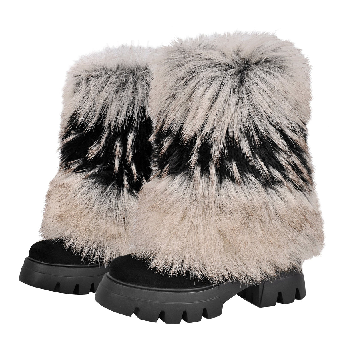 Fur Round Toe Platform Mid-Calf Boots - Onlymaker Latest