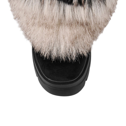 Fur Round Toe Platform Mid-Calf Boots - Onlymaker Latest