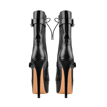 Punk Buckle Strap Platform High Heels Ankle Boots - Onlymaker Recommended