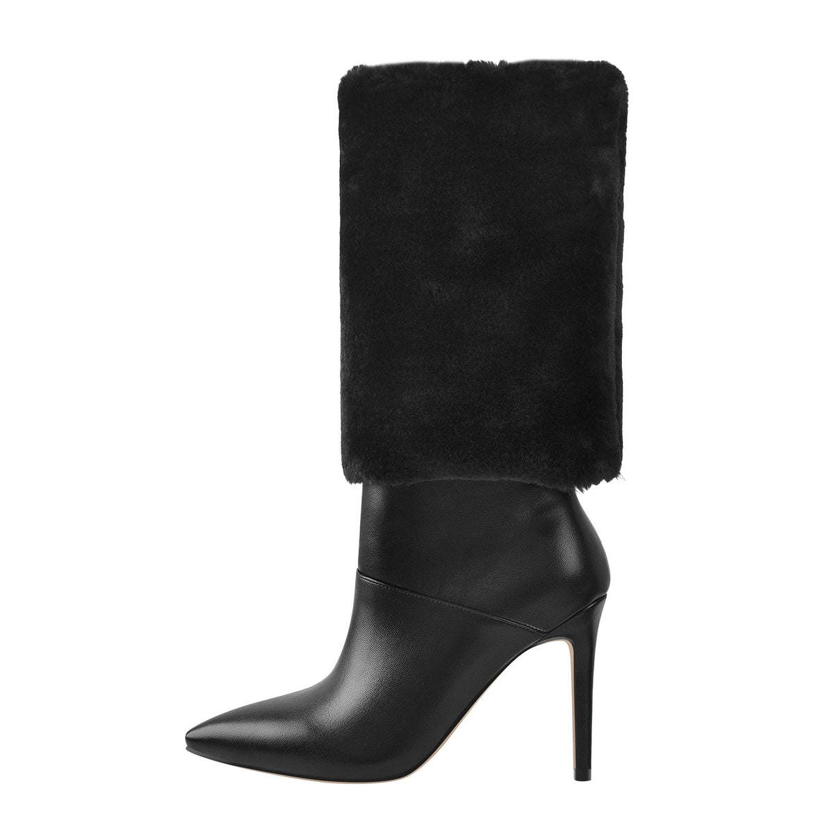 Downy White Black Pointed Toe High Heel Stiletto Boots - Onlymaker Essential