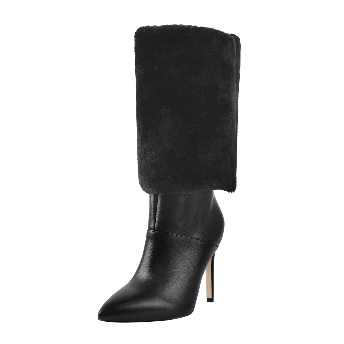 Downy White Black Pointed Toe High Heel Stiletto Boots - Onlymaker Essential