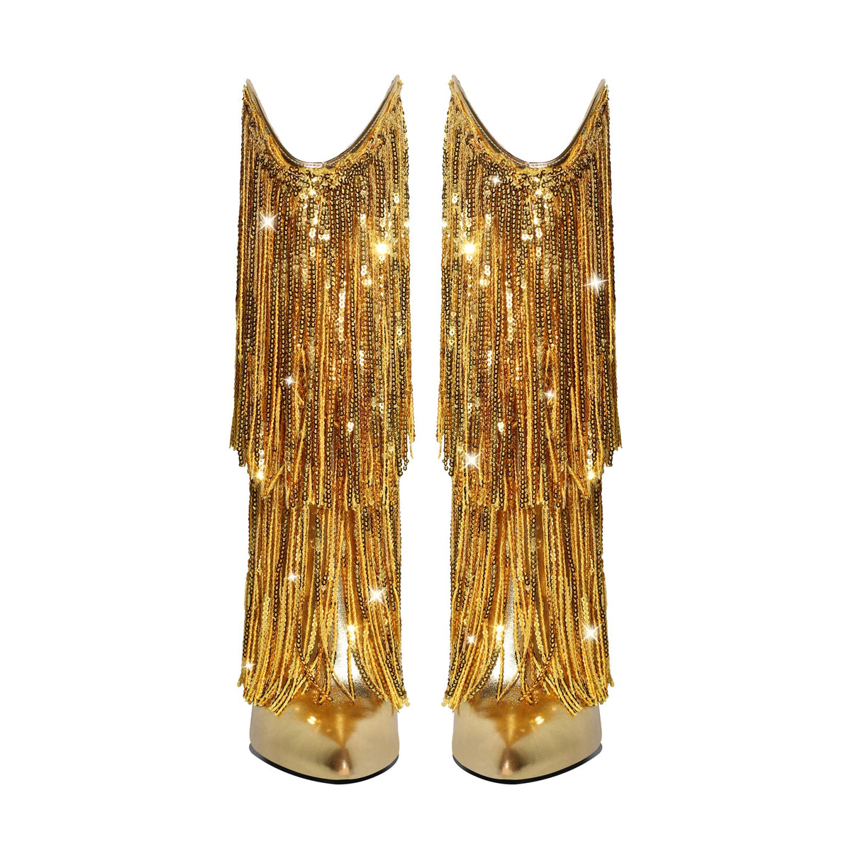 Pointed Toe Stilettos Sequin Fringe Boots - Onlymaker Hot Sale