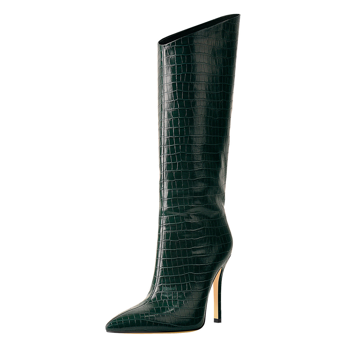 Green Stone Pattern High Heel Mid-Calf Boots - Onlymaker Latest