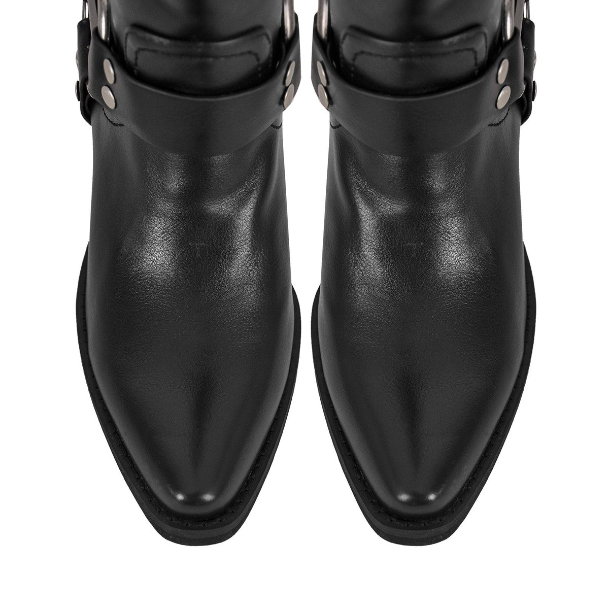 Pointed Toe Chunky Heel Buckle Strap Mid-Calf Western Boots - Onlymaker Discount