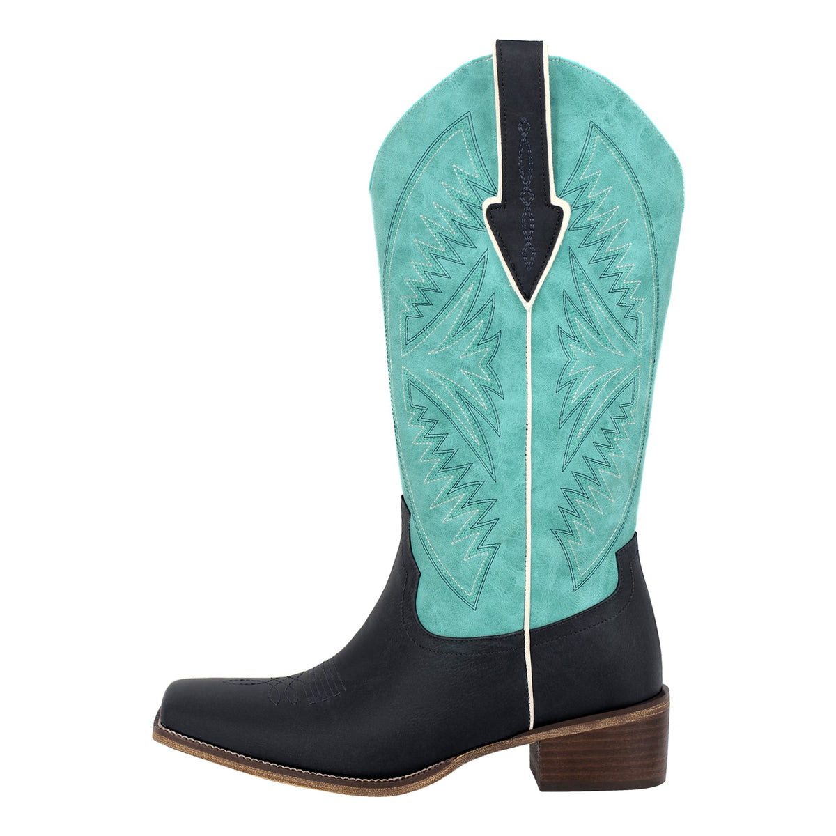 Embroidery Square Toe Split Joint Mid-Calf Western Boots - Onlymaker Great Value