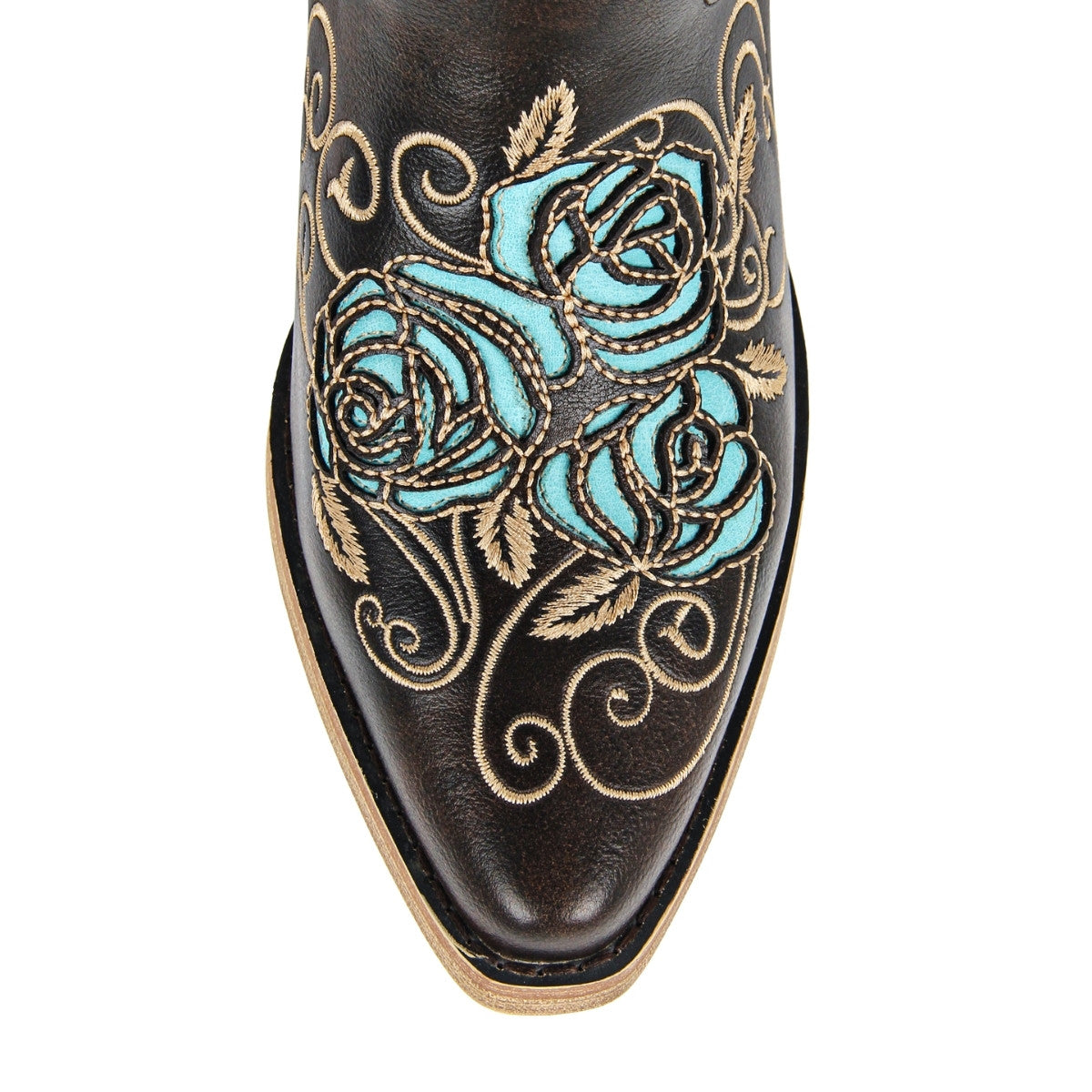 Floral Embroidery Mid-Calf Western Boots - Onlymaker Classic