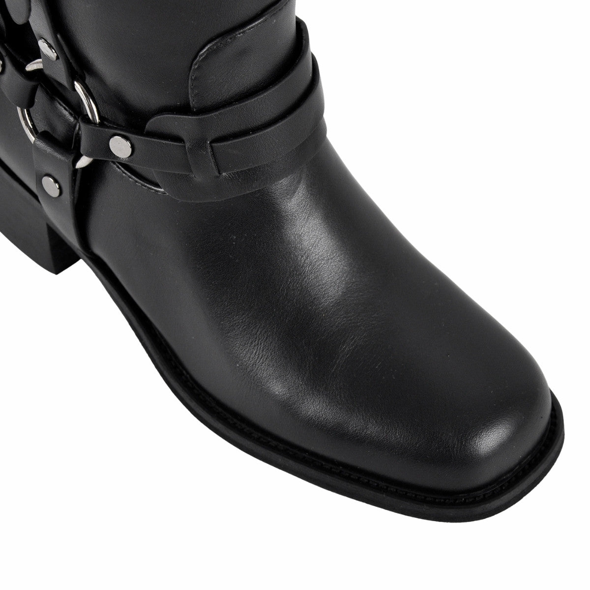 Square Toe Buckle Strap Mid-Calf Boots - Onlymaker New