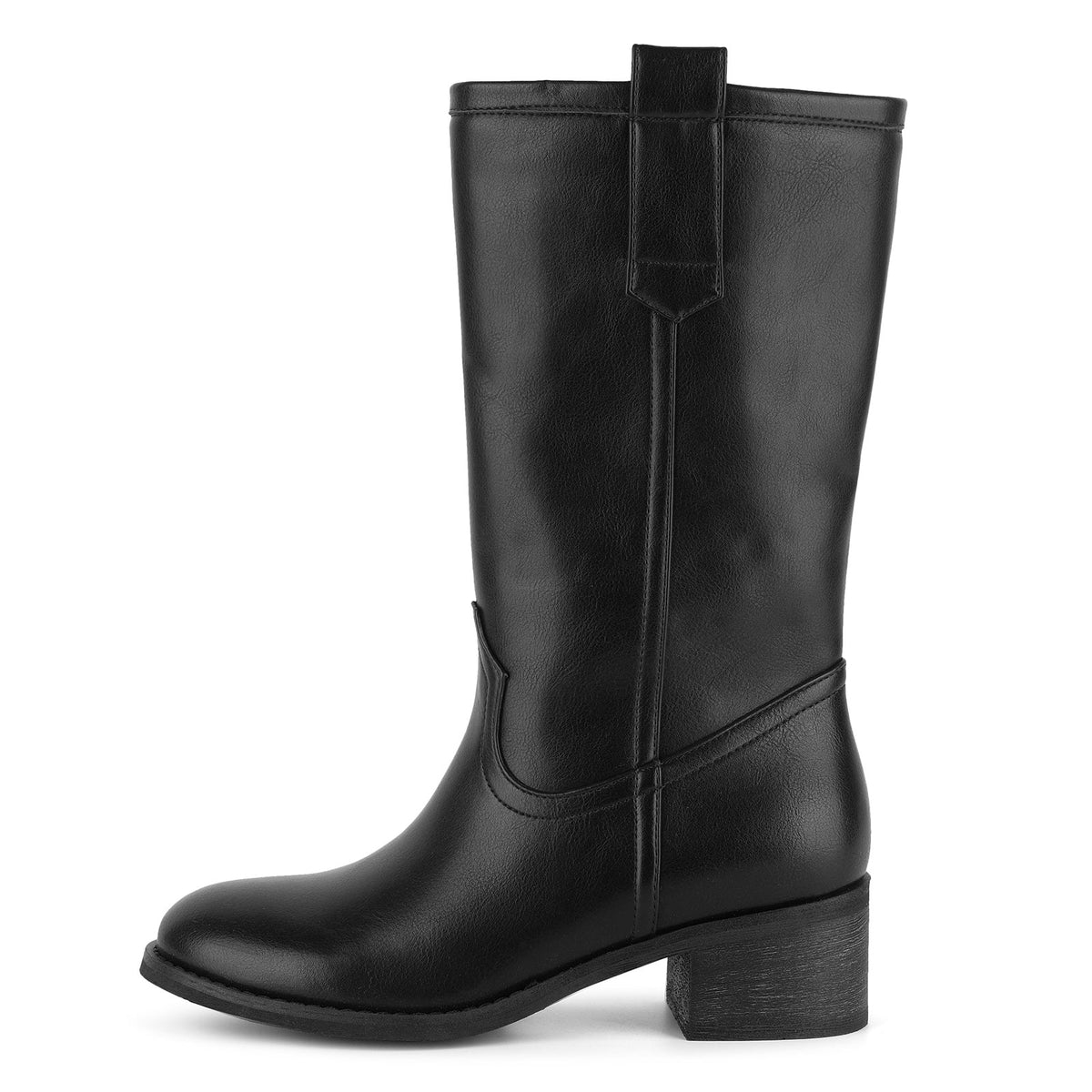 Round Toe Chunky Heel Mid-Calf Boots - Onlymaker Featured