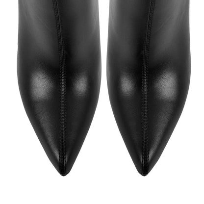 Pointed Toe Pleated Stiletto Mid-Calf Boots - Onlymaker Classic
