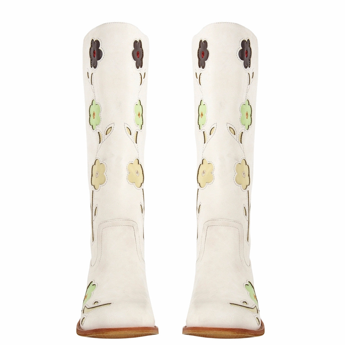 Square Toe Flower Embroidery Mid-Calf Boots - Onlymaker Latest