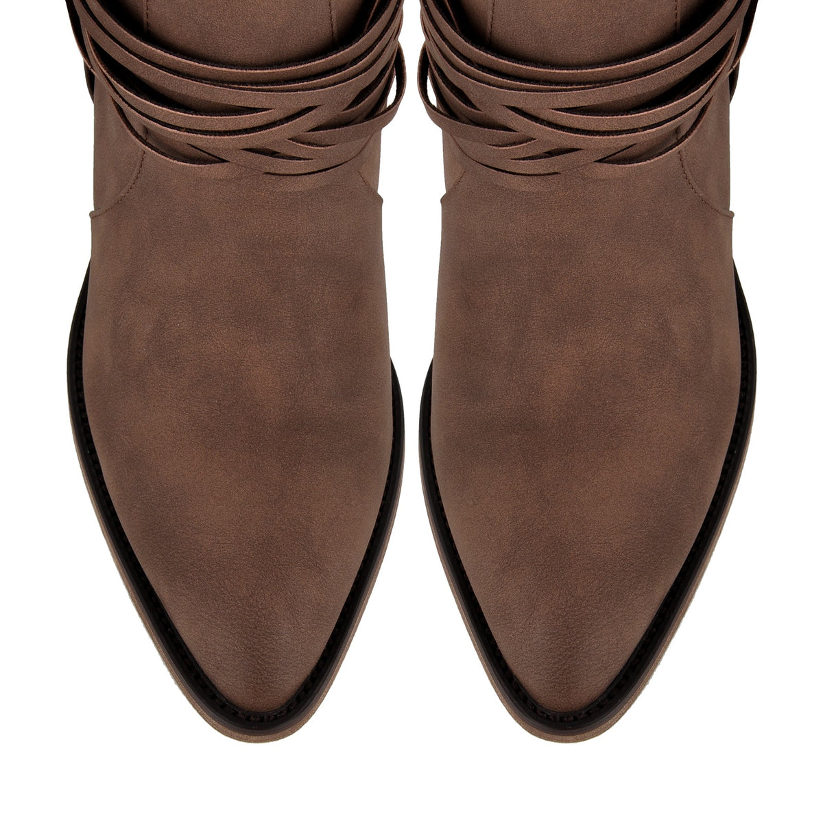 Ruched Buckle Strap Mid-Calf Western Boots - Onlymaker Exclusive