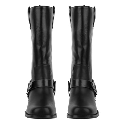 Buckle Strap Chunky Heel Mid-Calf Boots - Onlymaker Premium