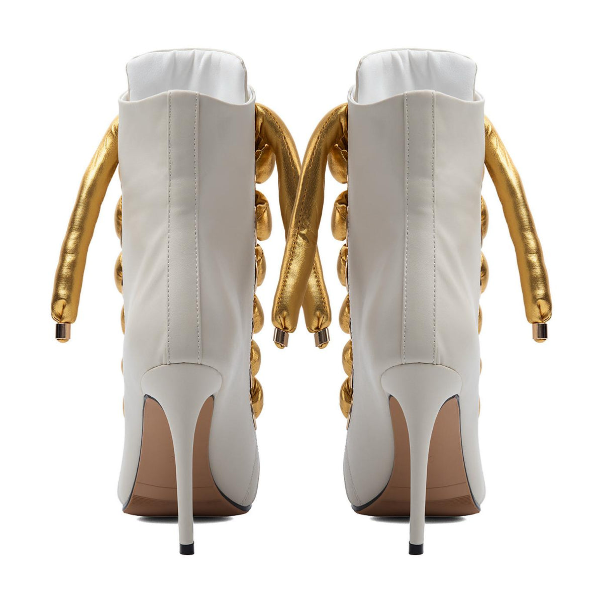Peep Toe Thick Metallic Rope Lace-up Ankle Boots - Onlymaker Recommended