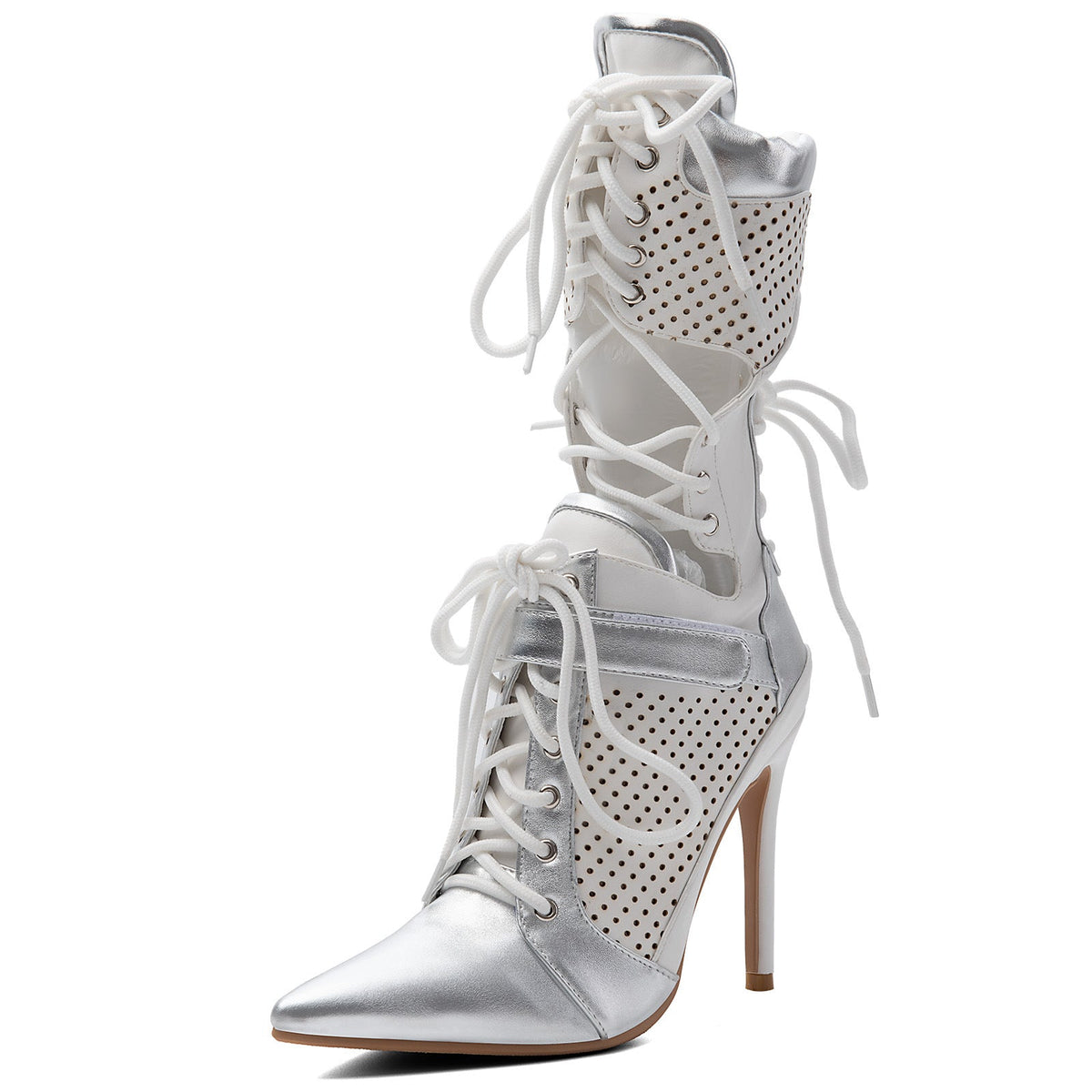 Pointed Toe Cutout Lace-up Sporty Ankle Boots - Onlymaker Featured