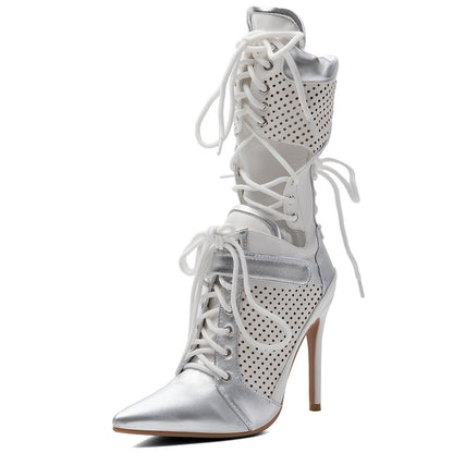 Pointed Toe Cutout Lace-up Sporty Ankle Boots - Onlymaker Featured