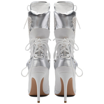 Pointed Toe Cutout Lace-up Sporty Ankle Boots - Onlymaker Featured