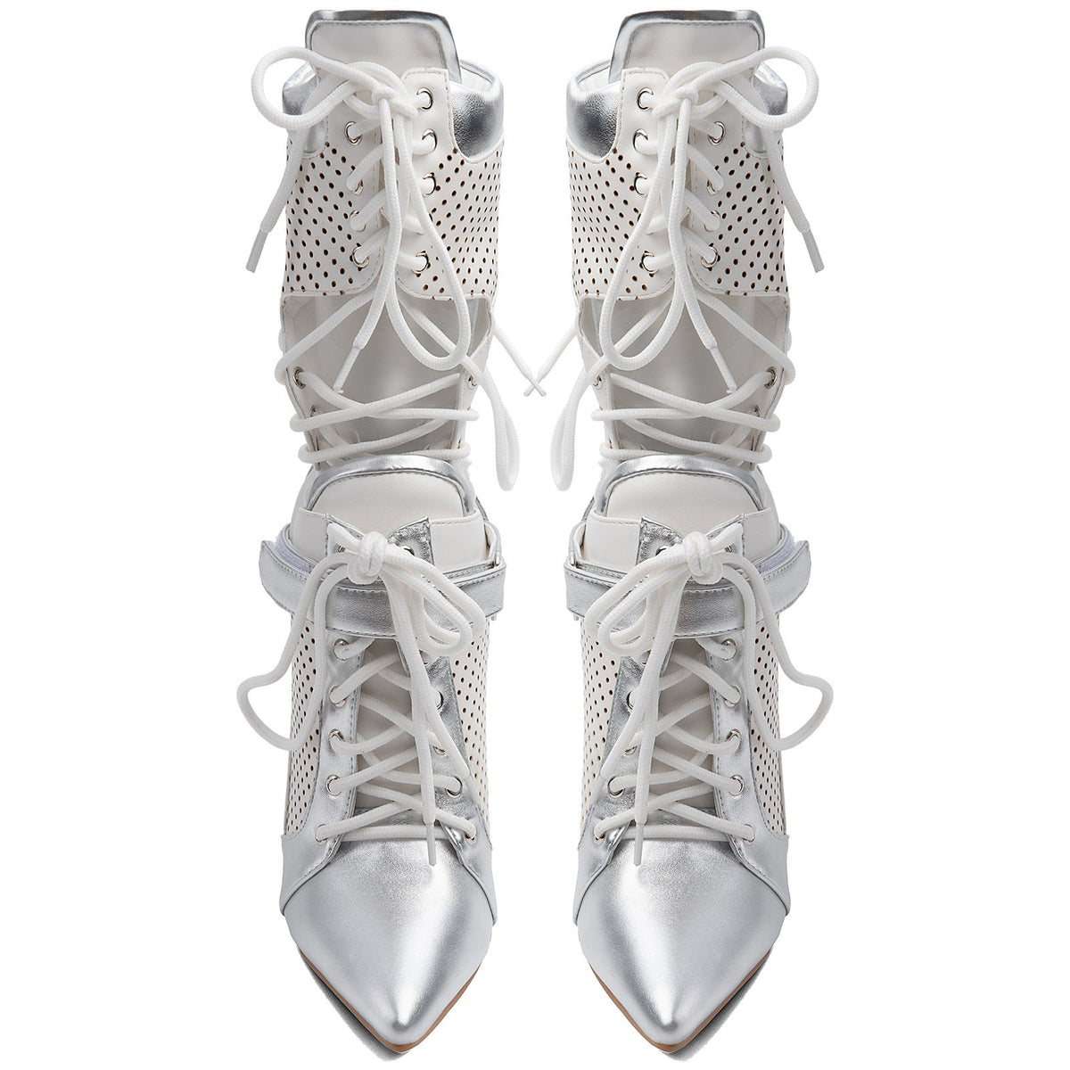 Pointed Toe Cutout Lace-up Sporty Ankle Boots - Onlymaker Featured