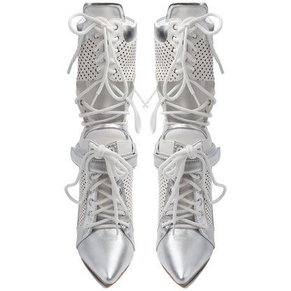 Pointed Toe Cutout Lace-up Sporty Ankle Boots - Onlymaker Featured