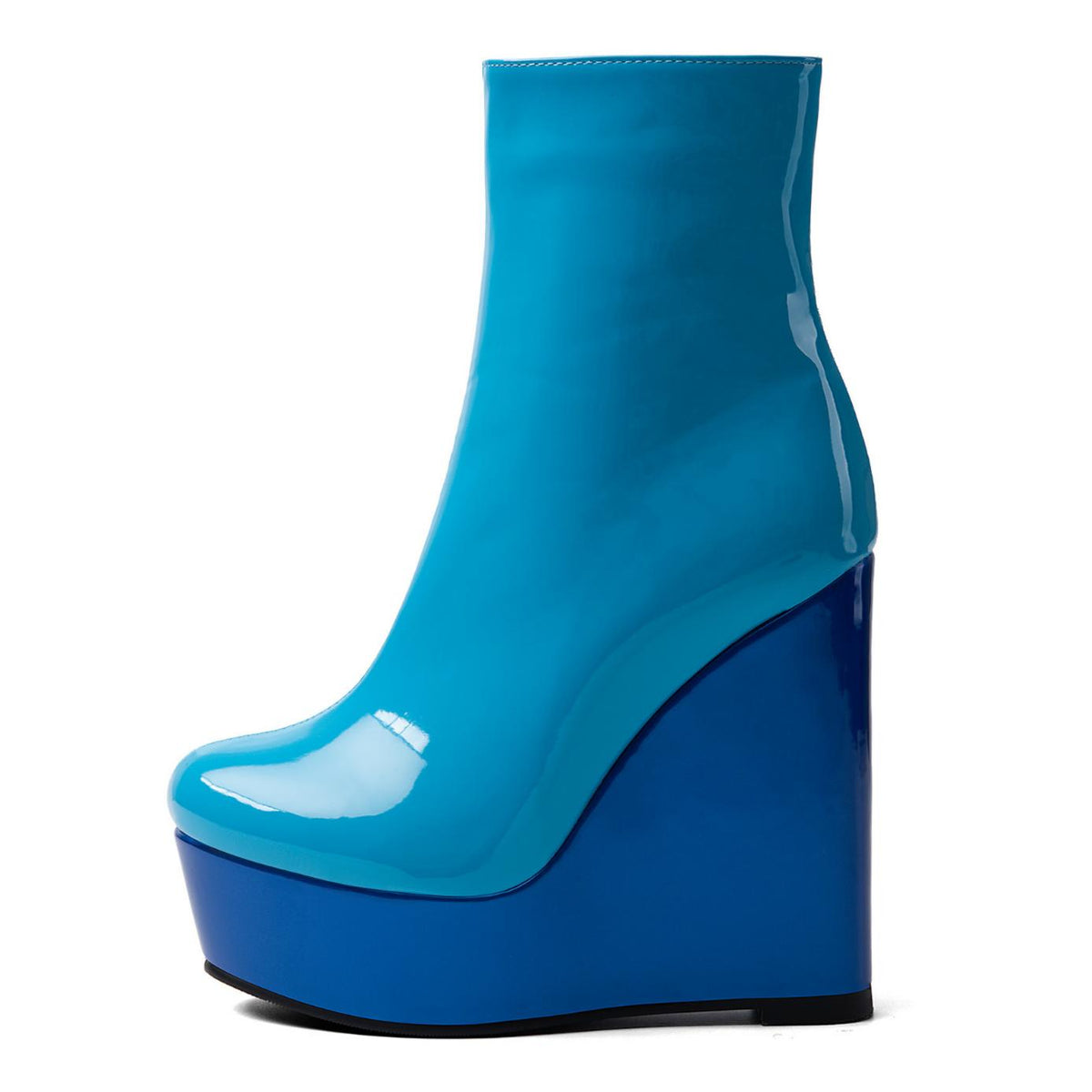 Platform Patent Leather Wedge Heel Ankle Boots - Onlymaker Best Seller