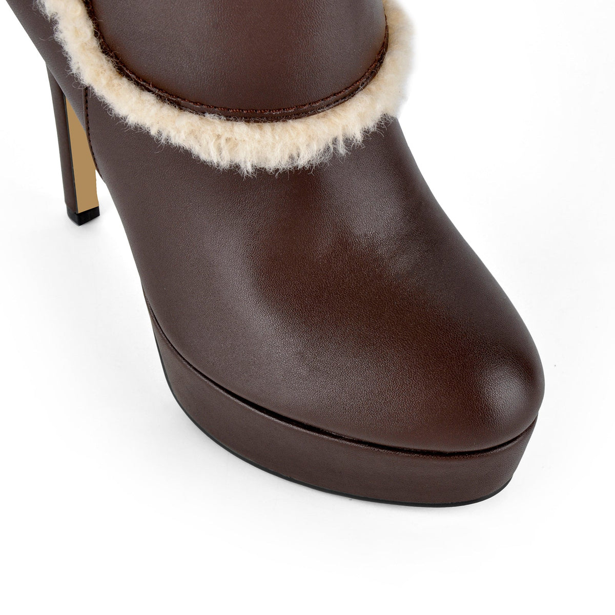 Platform Lambswool Buckle Side Zipper Ankle Boots - Onlymaker Sale