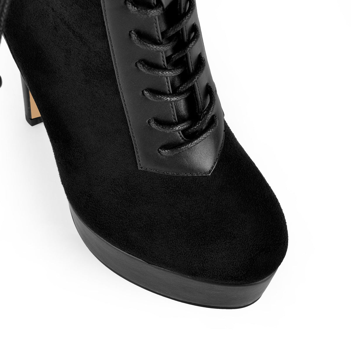 Suede Platform Lace-up Buckle Stiletto Ankle Boots - Onlymaker Latest
