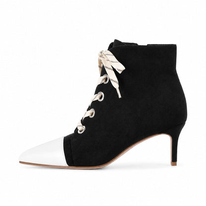 Suede Pointed Toe Lace-up Stiletto Ankle Boots - Onlymaker Popular