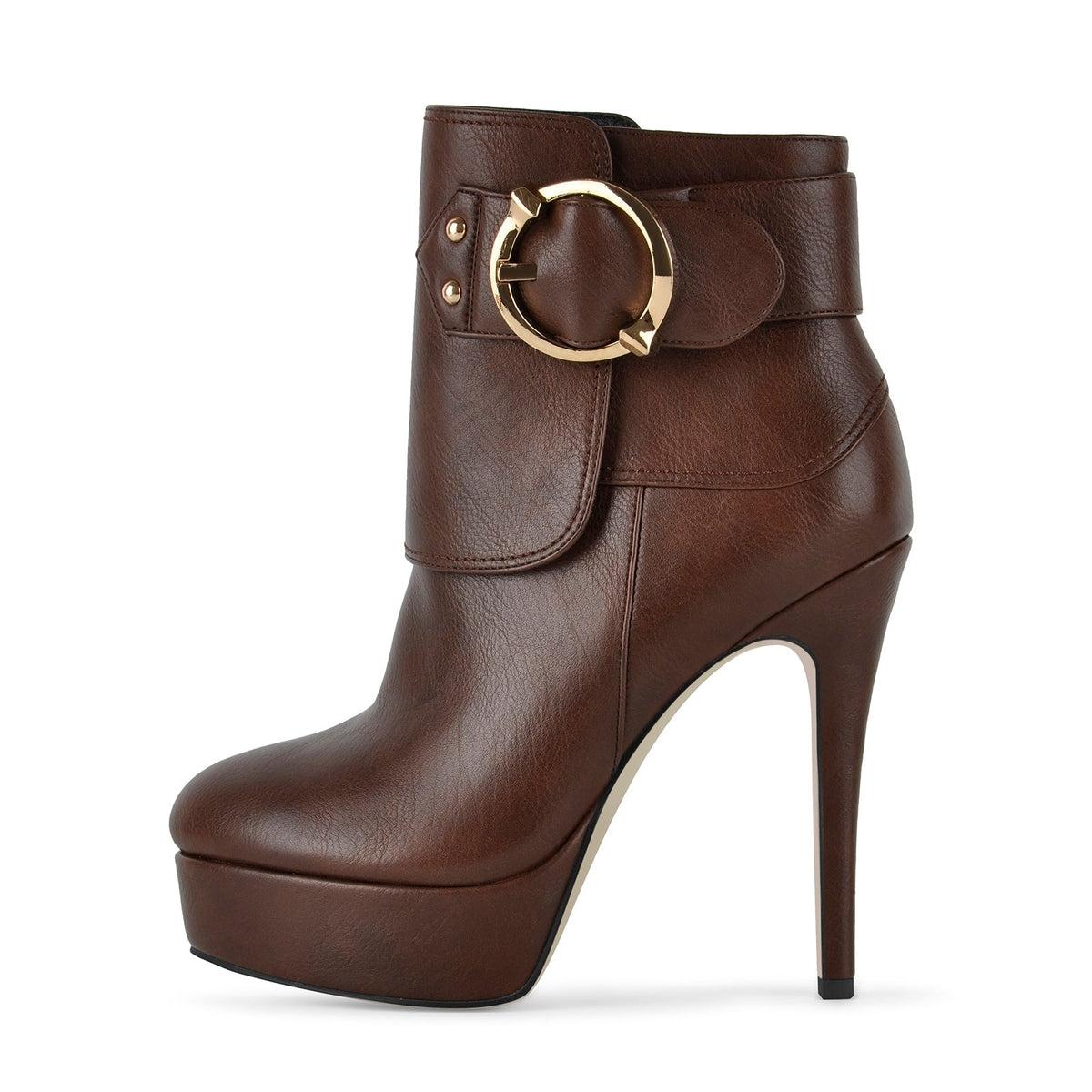 Platform Buckle Stiletto Zipper Ankle Boots - Onlymaker Discount