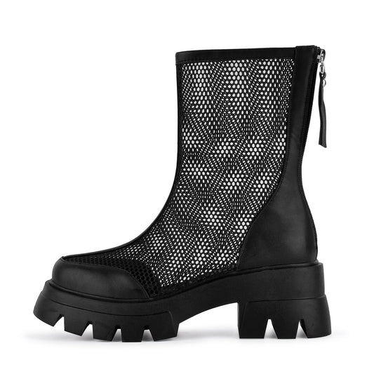 Mesh Platform Back Zipper Ankle Boots - Onlymaker Trusted