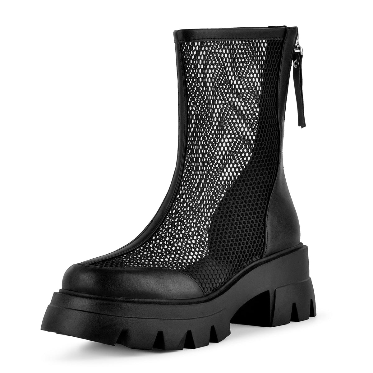 Mesh Platform Back Zipper Ankle Boots - Onlymaker Trusted