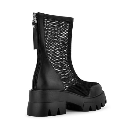 Mesh Platform Back Zipper Ankle Boots - Onlymaker Trusted