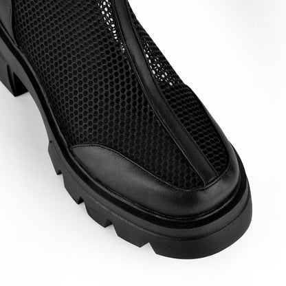 Mesh Platform Back Zipper Ankle Boots - Onlymaker Trusted