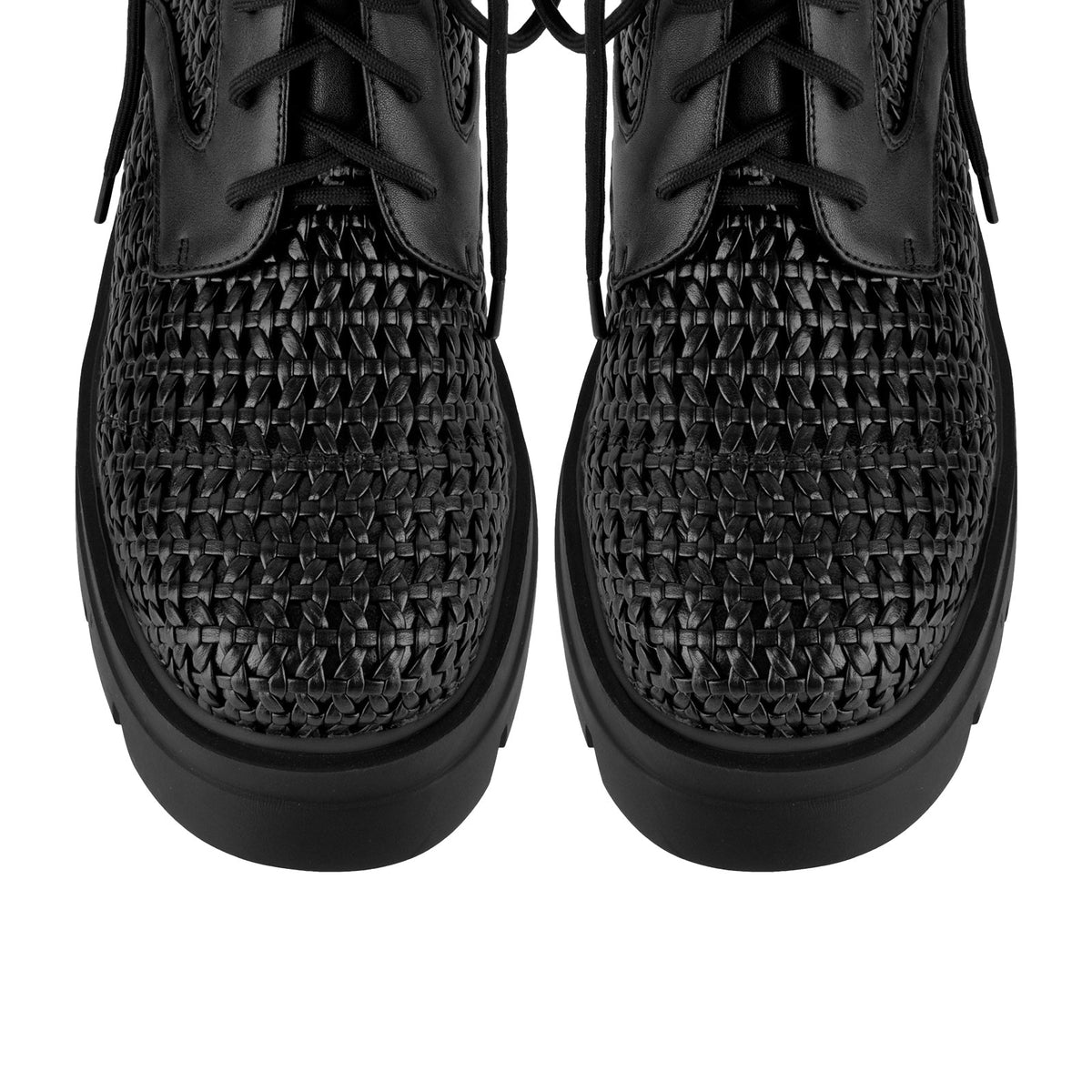 Platform Woven Cutout Lace-up Ankle Boots - Onlymaker Special Offer