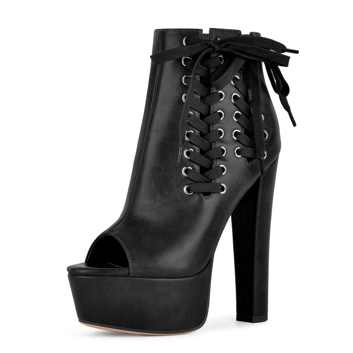 Open Toe Platform Lace-up Ankle Boots - Onlymaker Classic