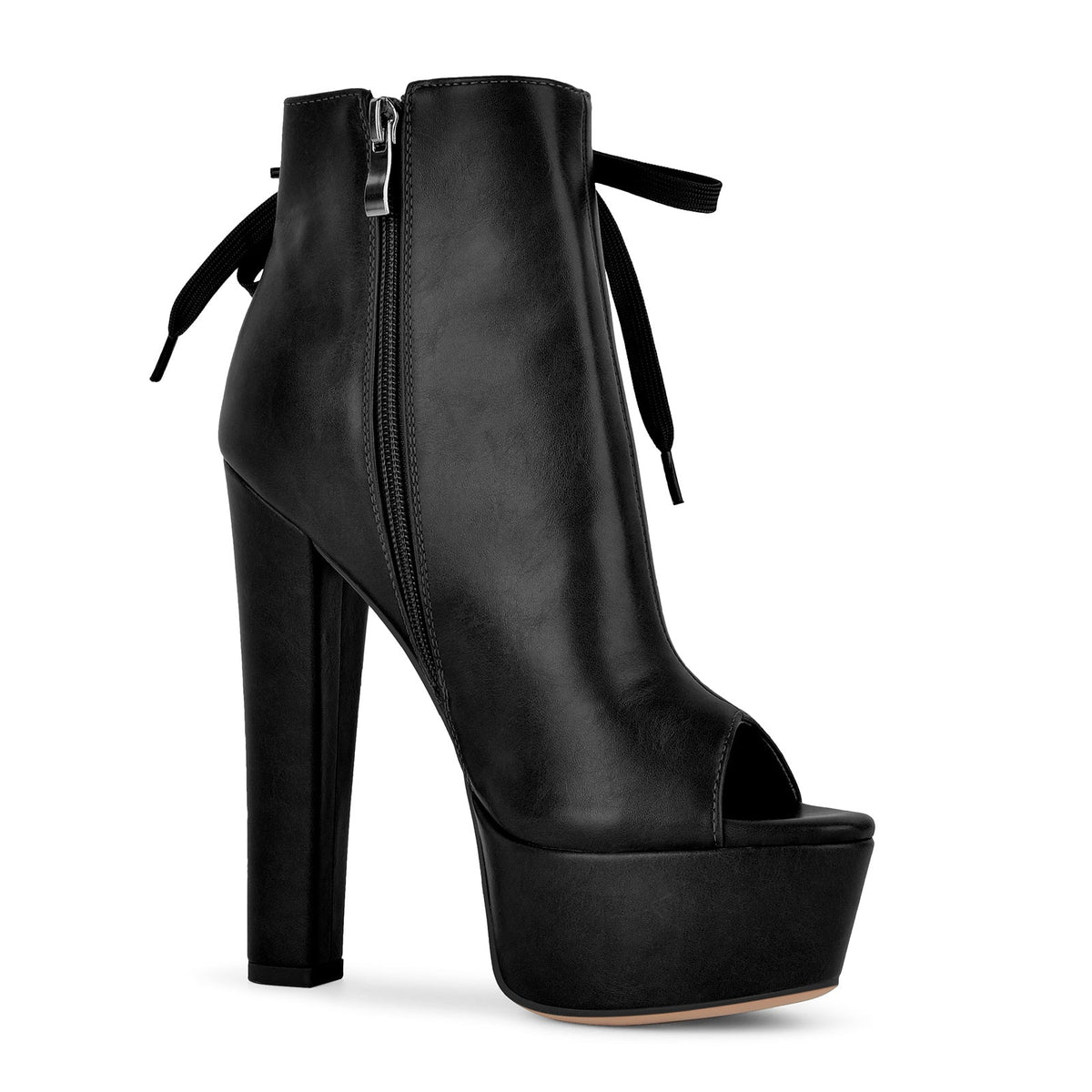 Open Toe Platform Lace-up Ankle Boots - Onlymaker Classic