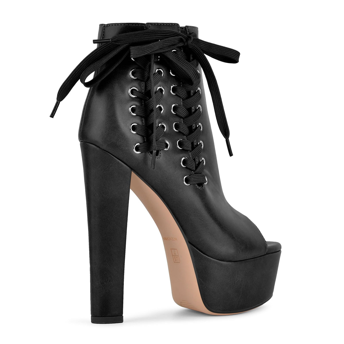 Open Toe Platform Lace-up Ankle Boots - Onlymaker Classic