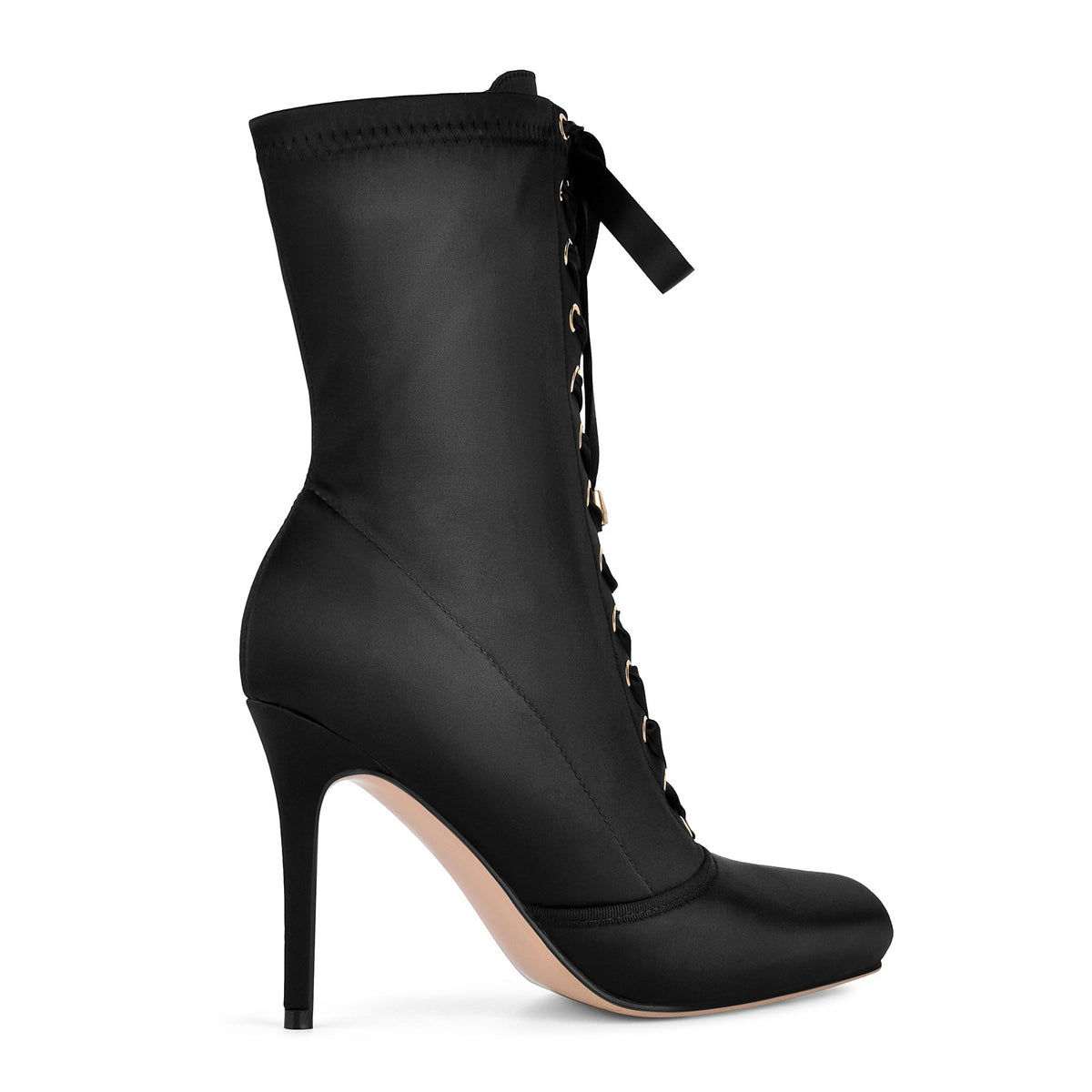 Square Toe Satin Lace-up Stiletto Ankle Boots - Onlymaker Trusted