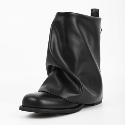 Square Toe Fold Over Chunky Heel Ankle Boots - Onlymaker Top Pick