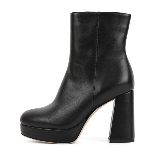 Round Toe Platform Chunky Heel Ankle Boots - Onlymaker Latest