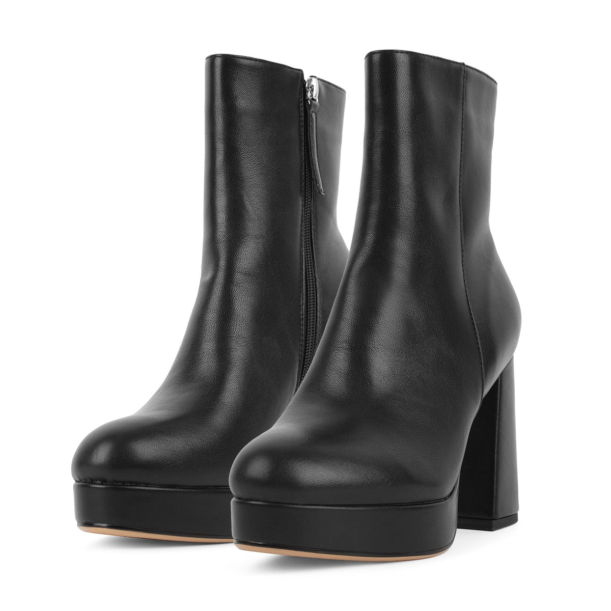 Round Toe Platform Chunky Heel Ankle Boots - Onlymaker Latest