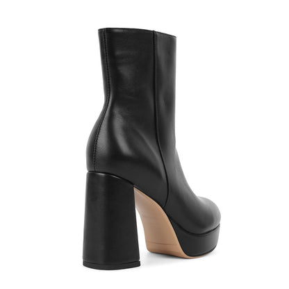 Round Toe Platform Chunky Heel Ankle Boots - Onlymaker Latest