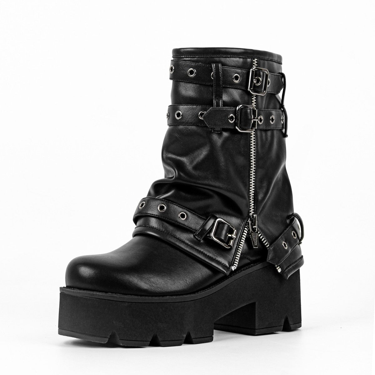 Platform Buckle Strap Fold Over Ankle Boots - Onlymaker Everyday