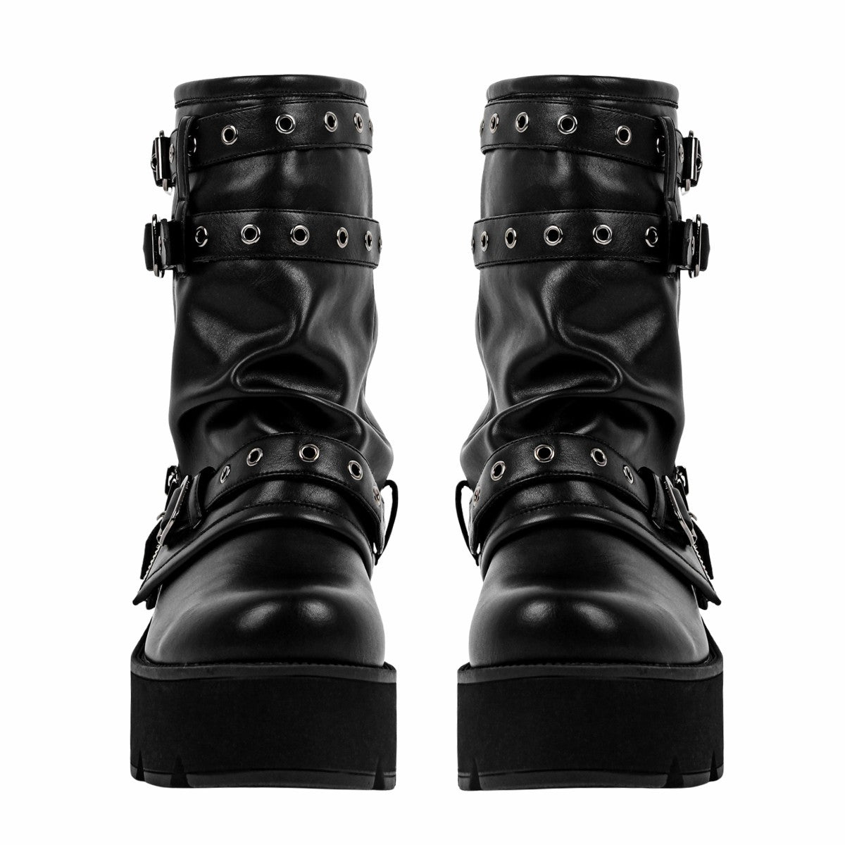 Platform Buckle Strap Fold Over Ankle Boots - Onlymaker Everyday