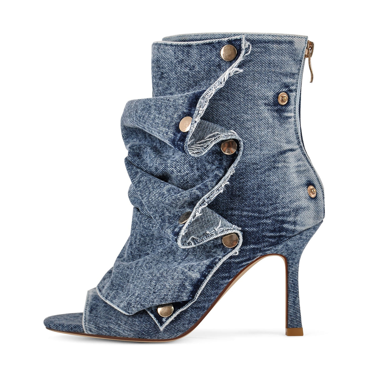 Open Toe Denim Removable Ankle Boots - Onlymaker Customer Favorite
